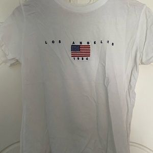 brandy melville white LA flag tee